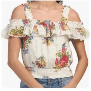 House of Harlow 1960 Ivory / Off White Helena Floral Blouse Size: Small